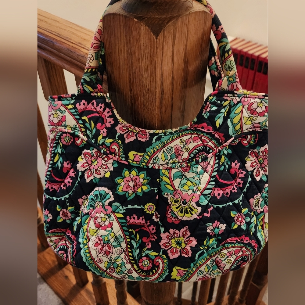 Vera Bradley Navy Multi Paisley Quilted Shoulder Bag